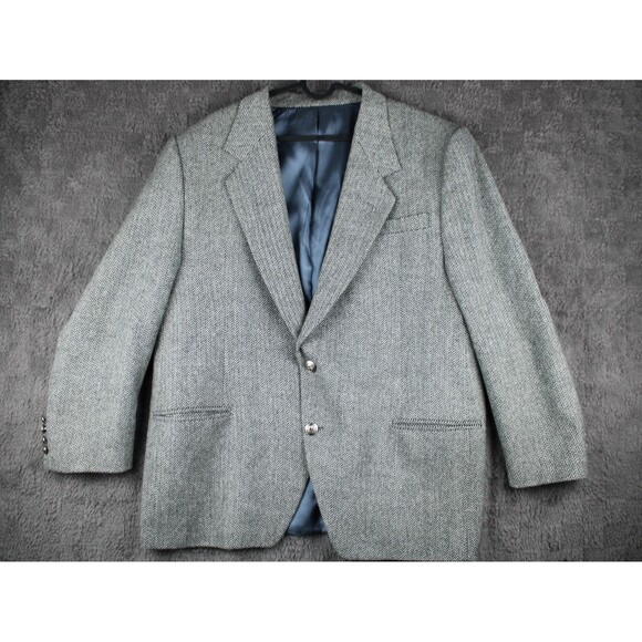 Saddleworth Superfine Wool Sable Mink Cashmere Jacket Coat Gray Herringbone